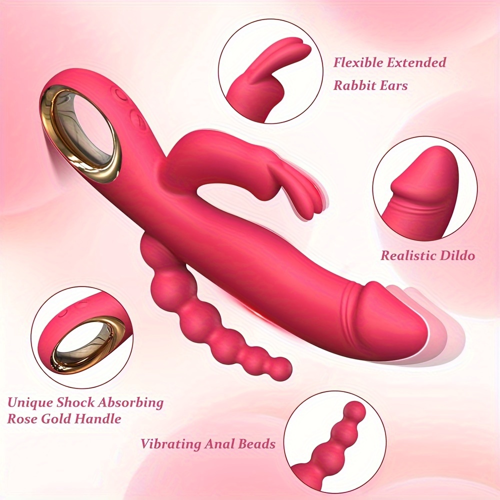10 Vibrating Modes Silicone Thrusting Dildo Rabbit Vibrator - Image 14