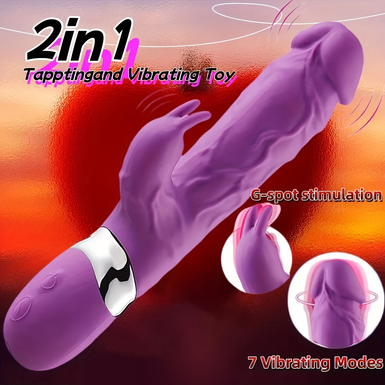 10 Vibration Modes with G Spot Clitoral Dual Massage Rabbit Shaped Vibrator, - Image 3
