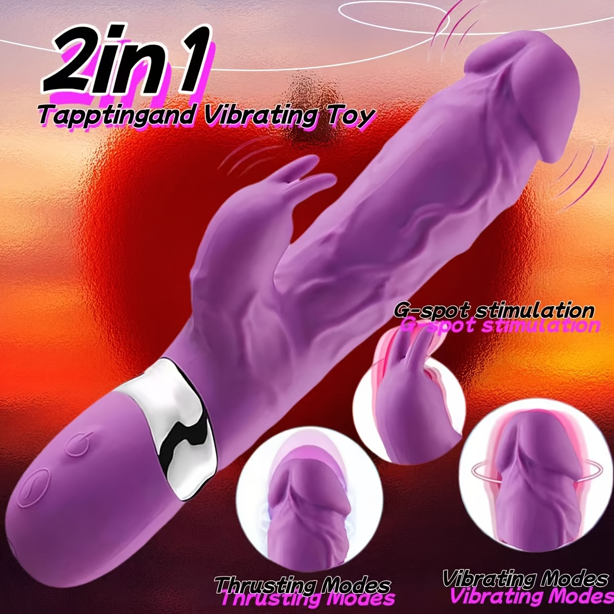 10 Vibration Modes with G Spot Clitoral Dual Massage Rabbit Shaped Vibrator, - Image 5