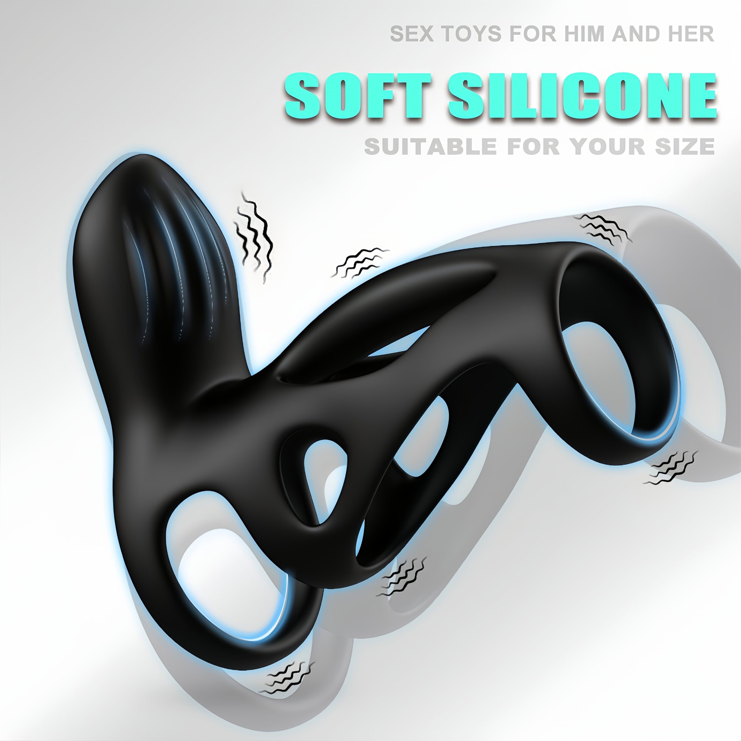 Male Cock Ring with 2 Motors and 10 Modes Vibrator - Image 4