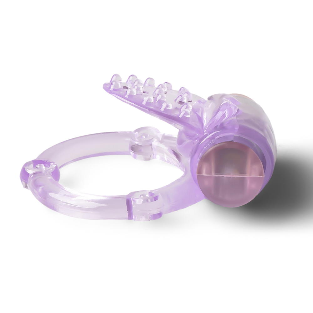 Beaded Silicone Vibrating Ring with Tongue Tease