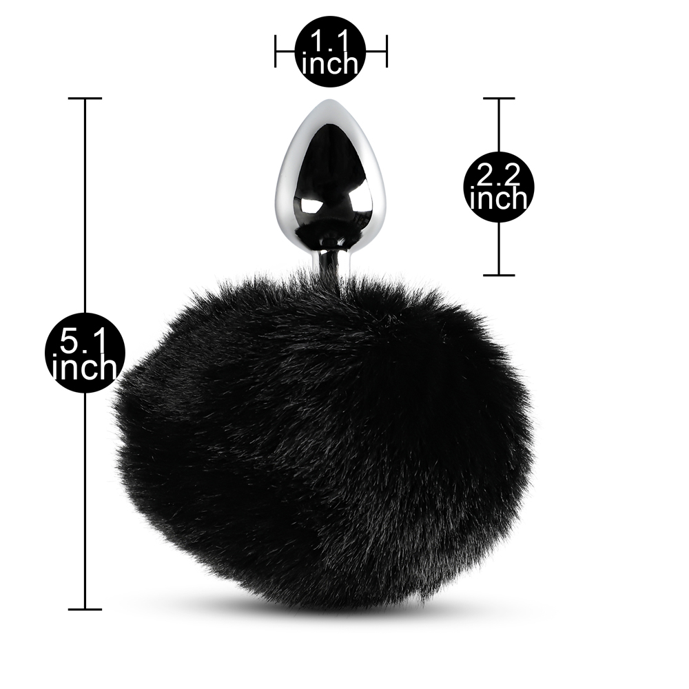 Bunny Tail Metal Plug - Black - Image 4